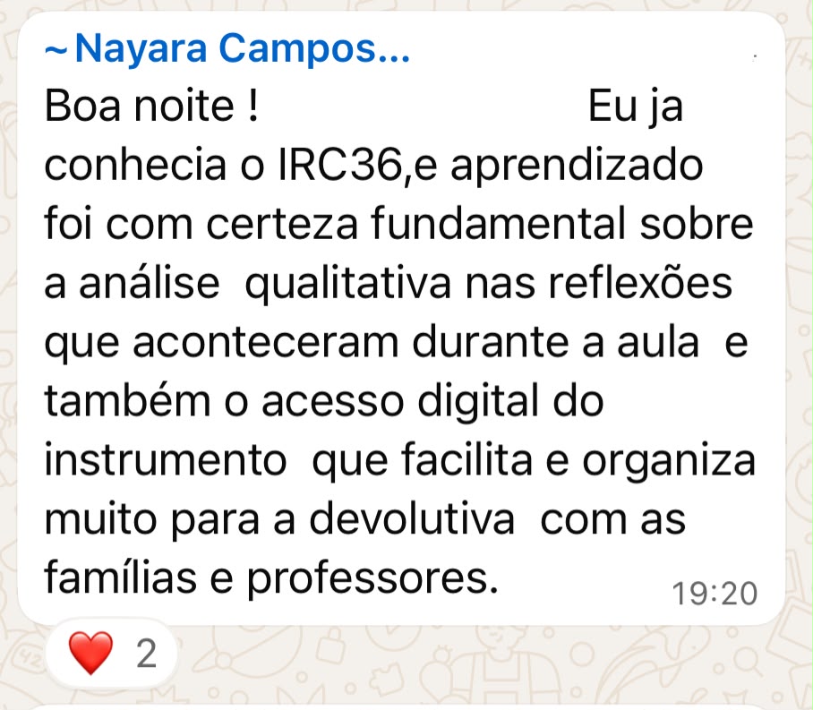 Depoimento de Nayara Campos sobre a Imersão IRC-36